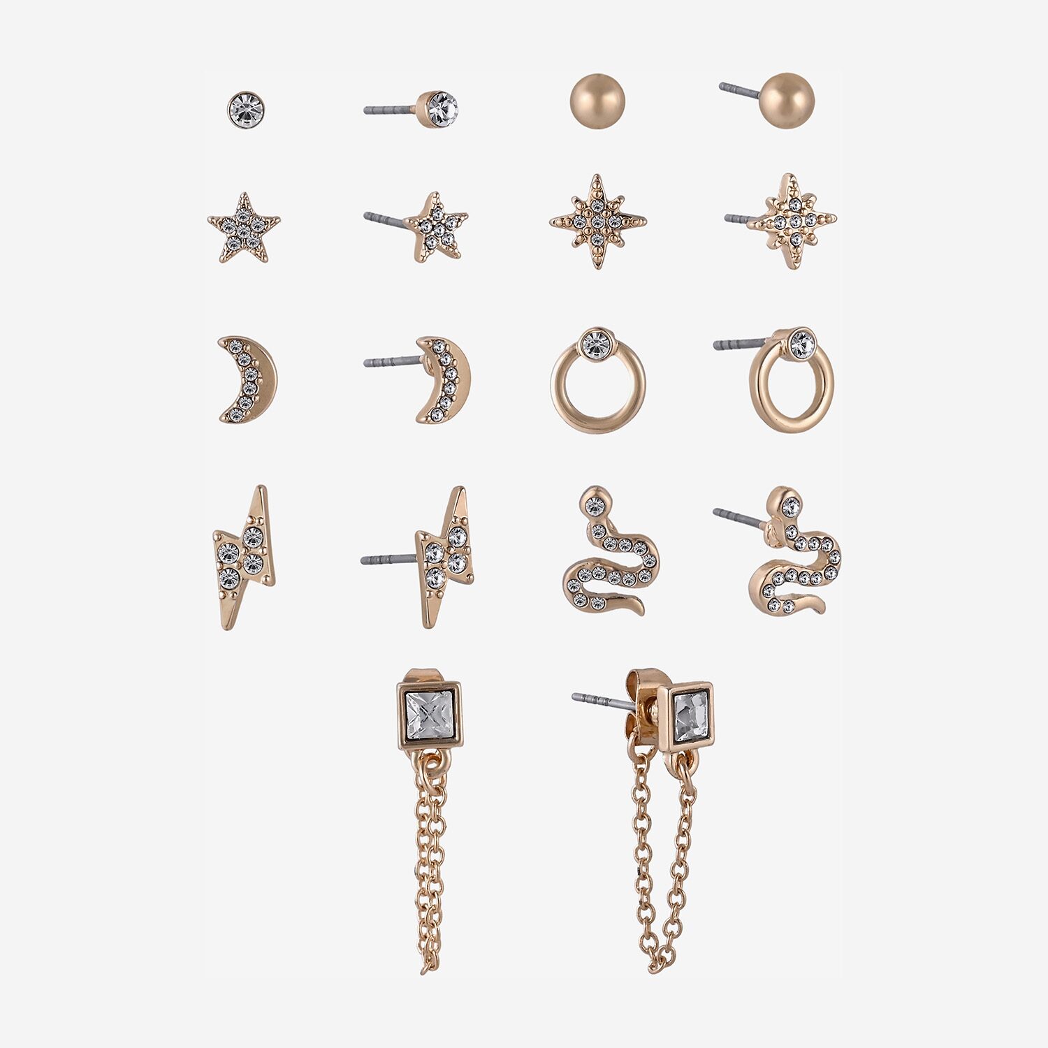Arizona Womens Glass Star 9 Pair Earring Set