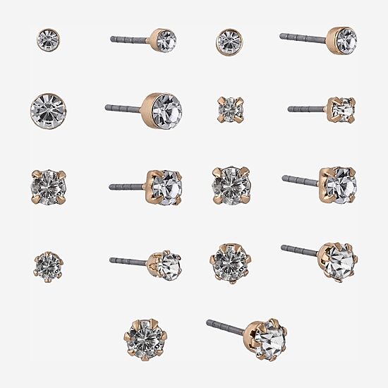 Arizona Womens Glass 9 Pair Earring Set
