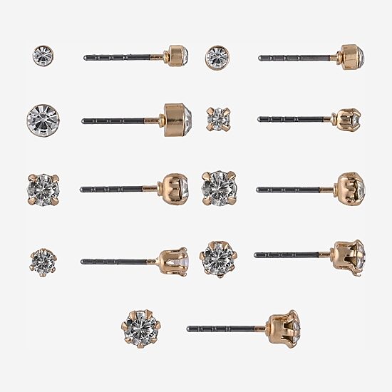 Arizona Womens Glass 9 Pair Earring Set