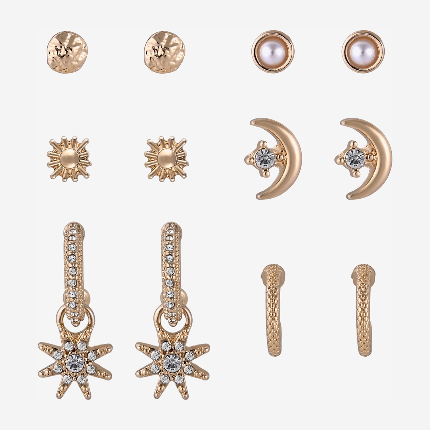 Arizona Womens Glass Star 6 Pair Earring Set