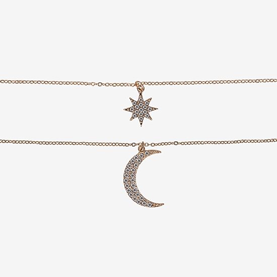 Arizona Womens Moon Star 16 Inch Pendant Necklace