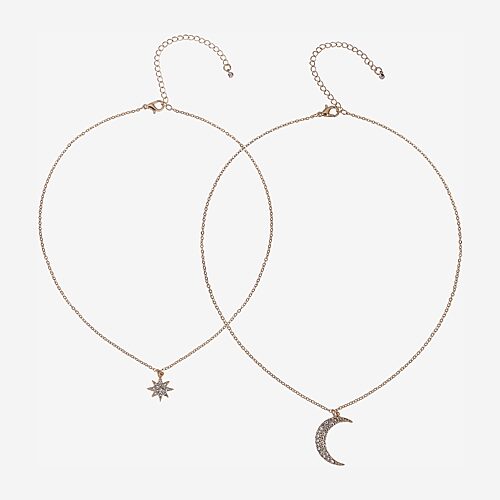 Arizona Womens Moon Star 16 Inch Pendant Necklace In Yellow
