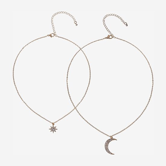 Arizona Womens Moon Star 16 Inch Pendant Necklace