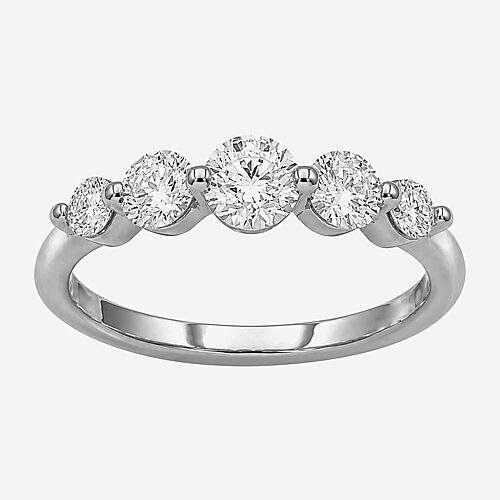 Limited Quantities! Womens 2MM 1 CT. T.W. Lab Grown White Diamond Sterling Silver 5-Stone Anniversary Band, 8, White