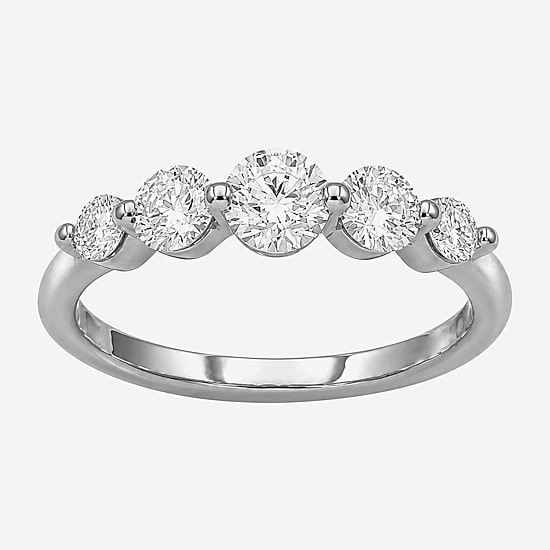 Limited Quantities! Womens 2MM 1 CT. T.W. Lab Grown White Diamond Sterling Silver 5-Stone Anniversary Band