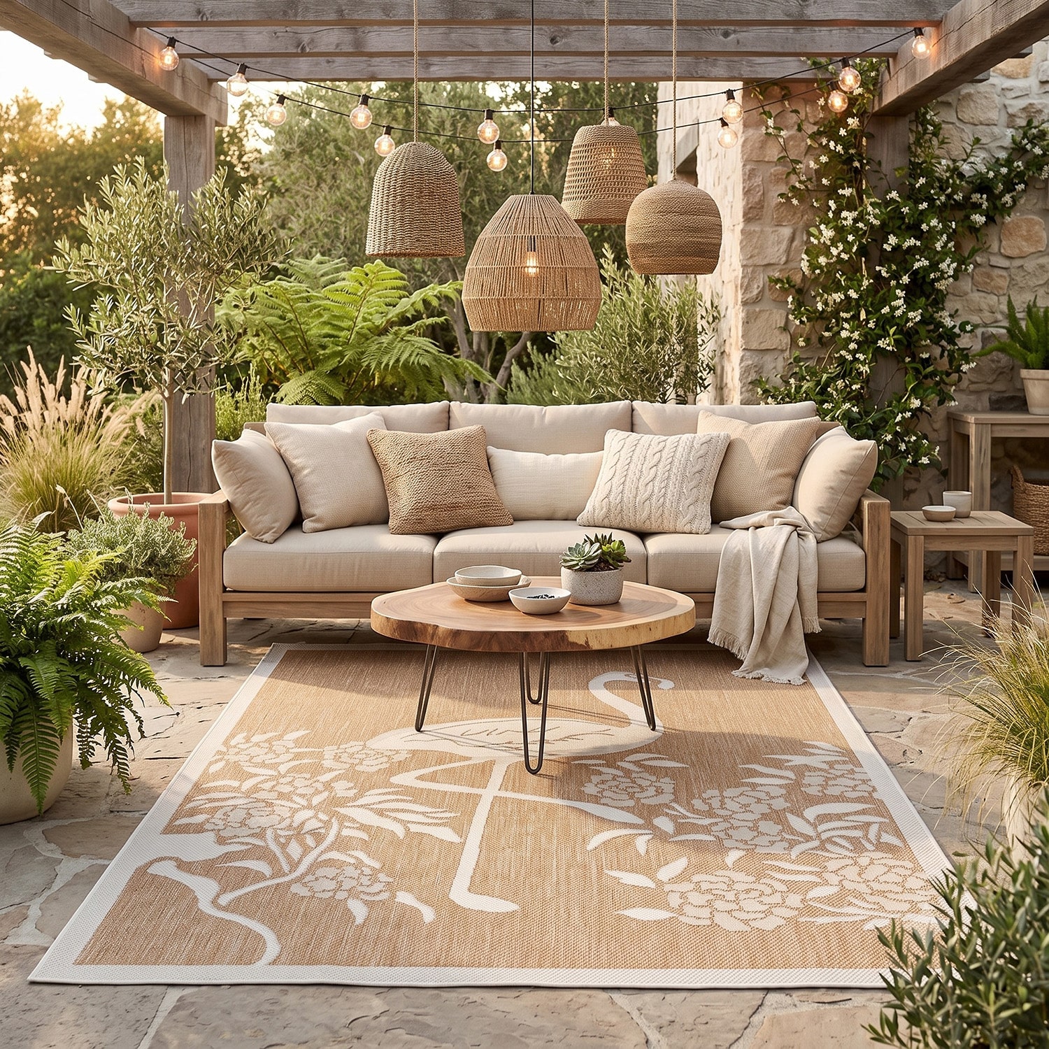 Catherine Tropical Flamingo Indoor Outdoor Rectangular Area Rug