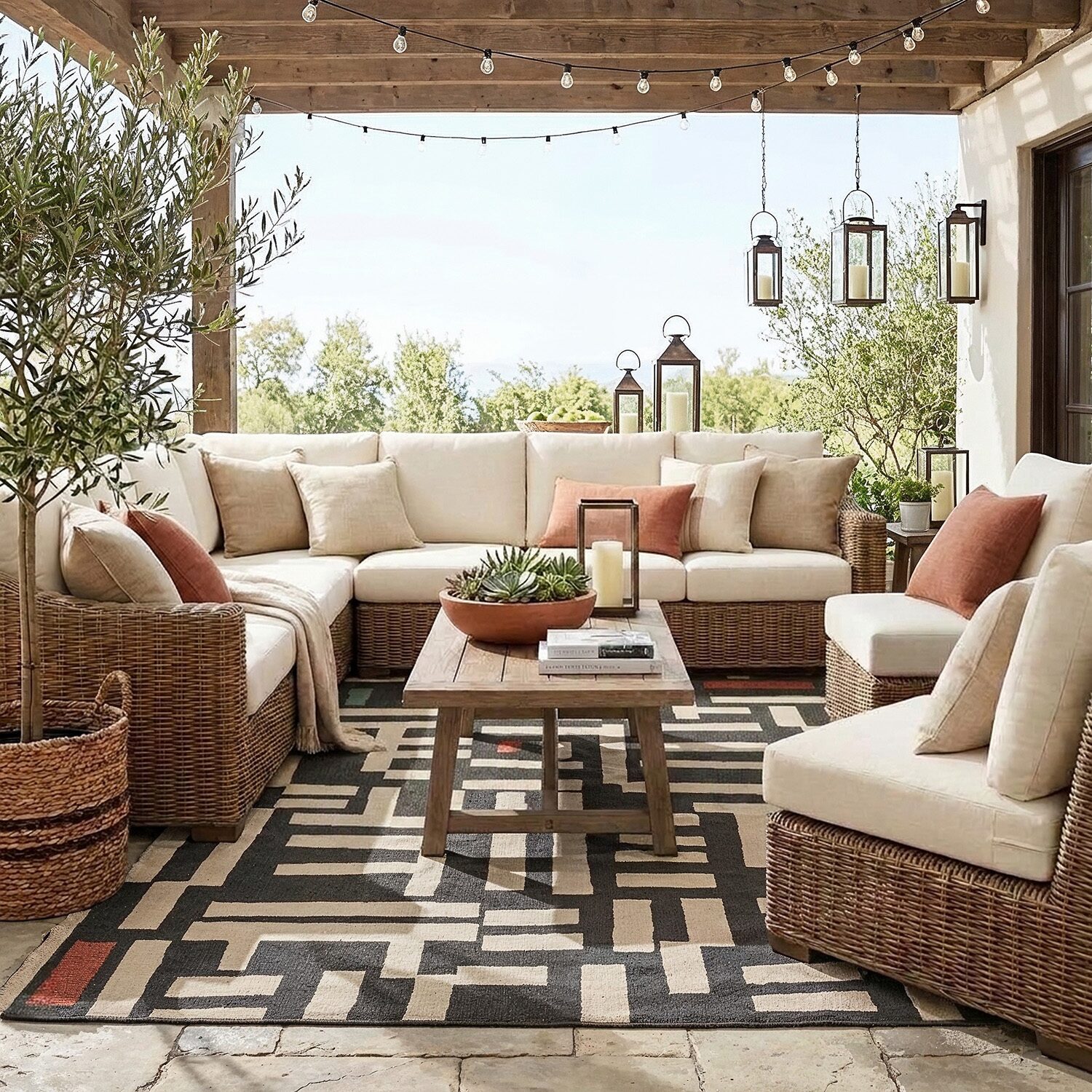 LR Home Graphic Print Indoor Outdoor Rectangular Area Rug