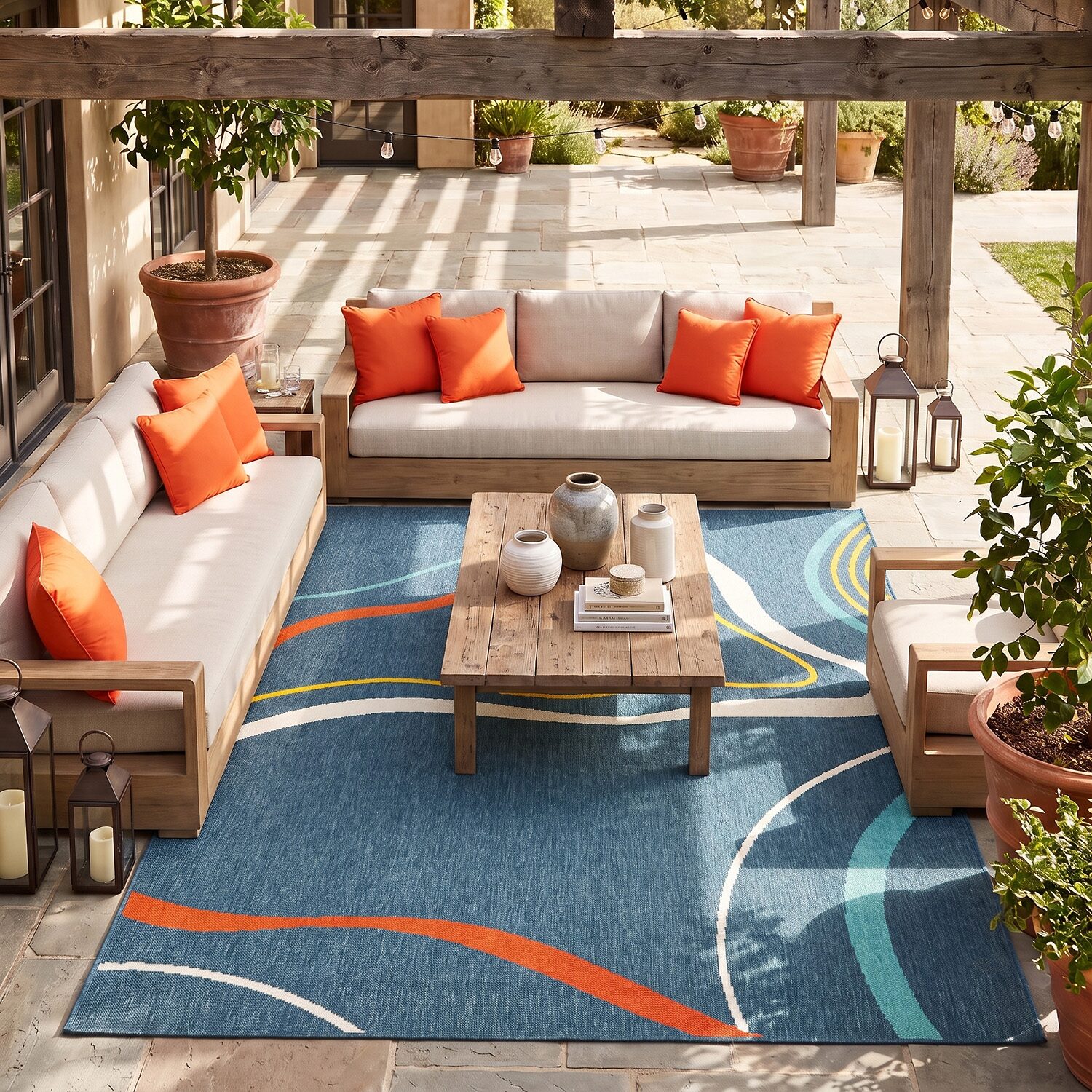 LR Home Mapa Swirl Indoor Outdoor Rectangular Area Rug