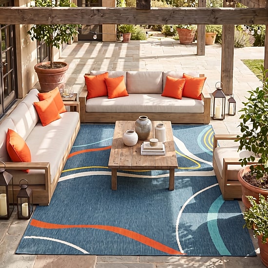 LR Home Mapa Swirl Indoor Outdoor Rectangular Area Rug