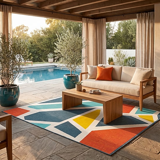 LR Home Modern Geometric Indoor Outdoor Rectangular Area Rug