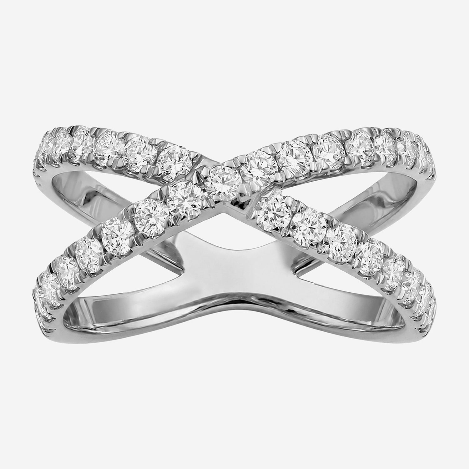 Limited Quantities! Womens 3MM 1 CT. T.W. Lab Grown White Diamond Sterling Silver Crossover Band