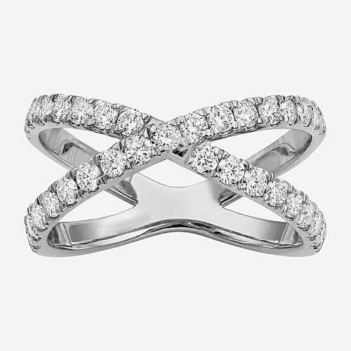 Limited Quantities! Womens 3MM 1 CT. T.W. Lab Grown White Diamond Sterling Silver Crossover Band, 9, White