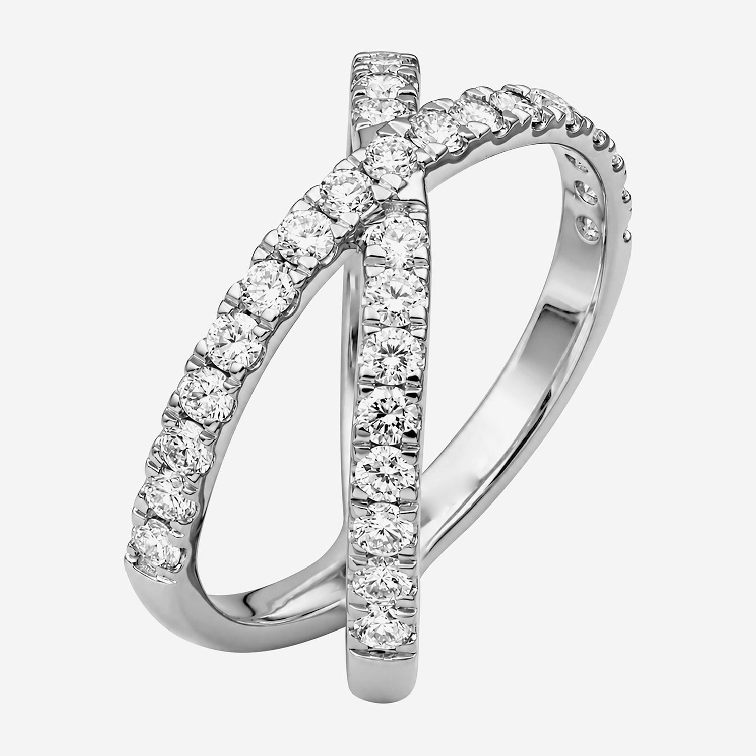 Limited Quantities! Womens 3MM 1 CT. T.W. Lab Grown White Diamond Sterling Silver Crossover Band