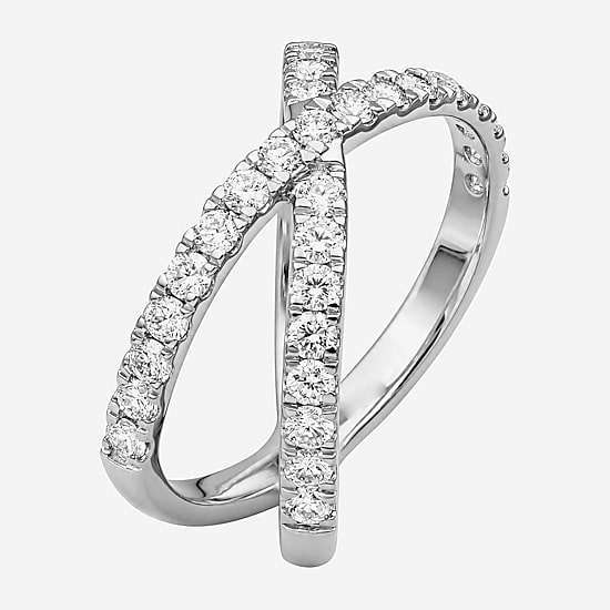 Limited Quantities! Womens 3MM 1 CT. T.W. Lab Grown White Diamond Sterling Silver Crossover Band