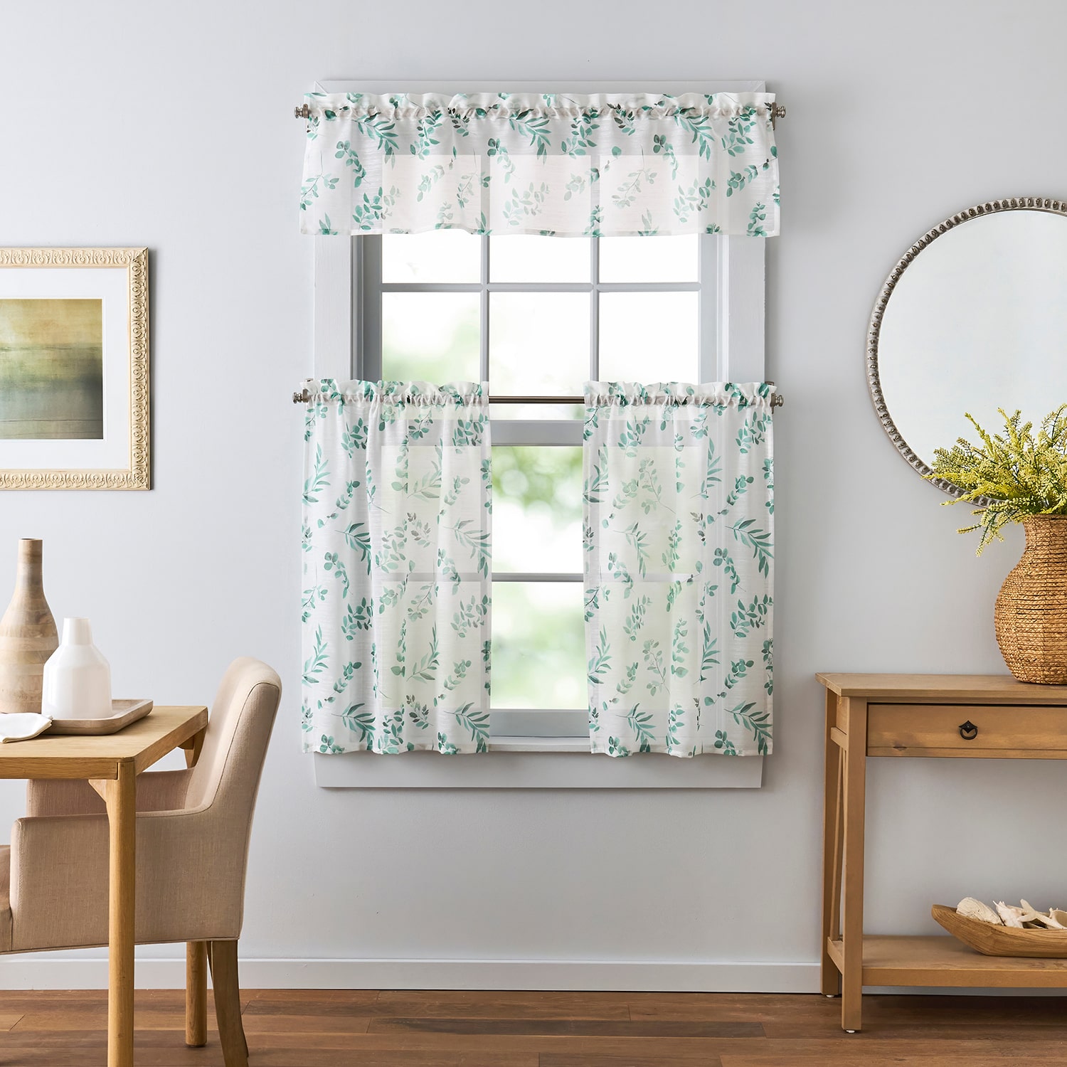 Martha Stewart Maddison 3-pc. Rod Pocket Kitchen Curtains & Drapes Window Set