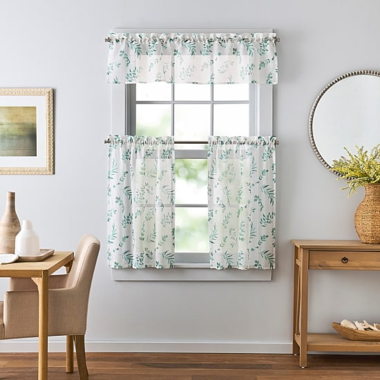 Martha Stewart Maddison 3-pc. Rod Pocket Kitchen Curtains & Drapes Window Set