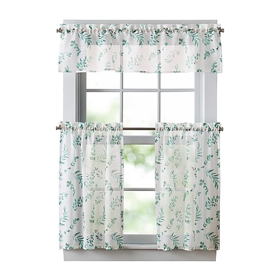 Martha Stewart Maddison 3-pc. Rod Pocket Kitchen Curtains & Drapes Window Set