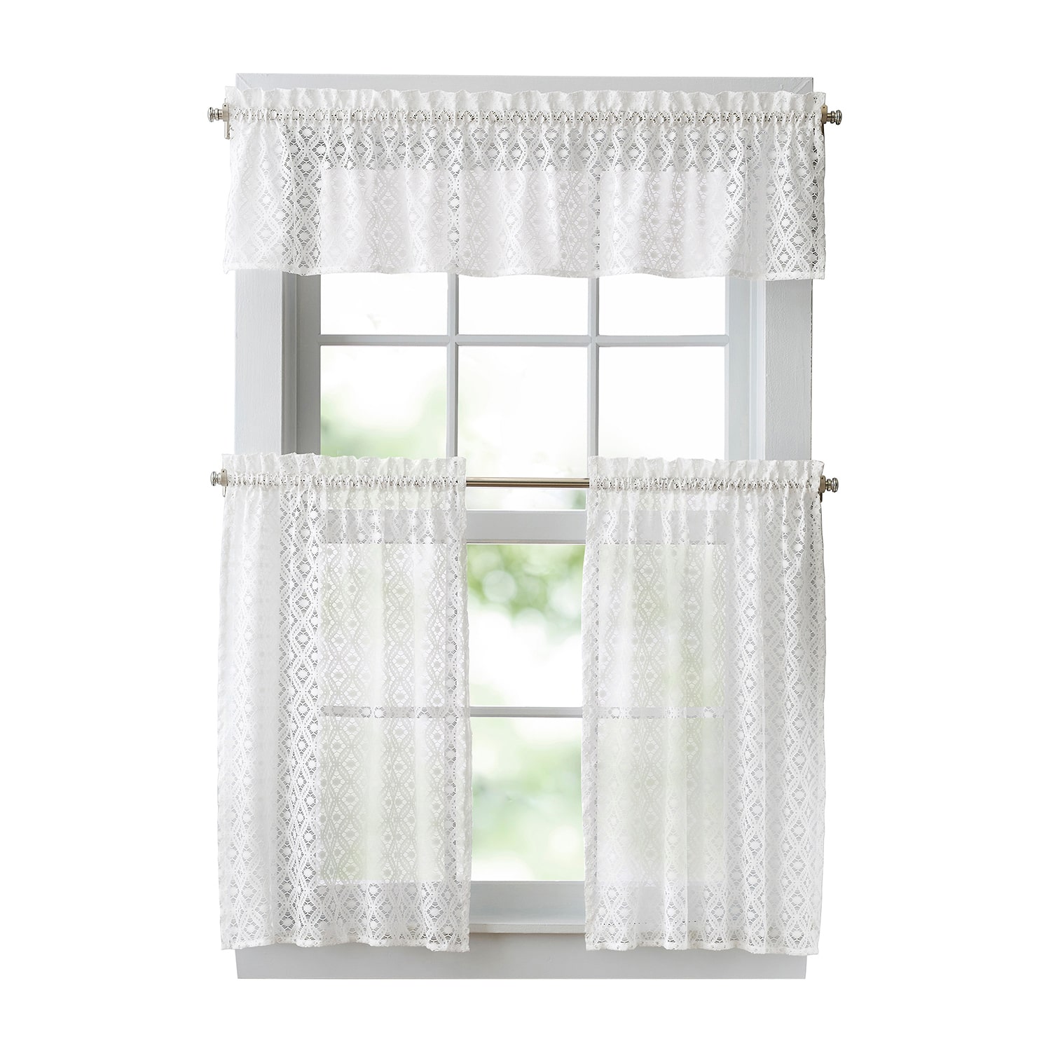 Martha Stewart Canterbury Lace 3-pc. Rod Pocket Kitchen Curtains & Drapes Window Set