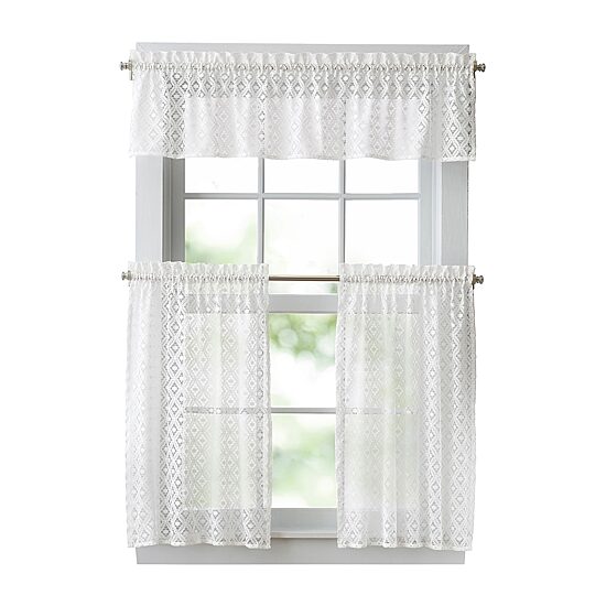 Martha Stewart Canterbury Lace 3-pc. Rod Pocket Kitchen Curtains & Drapes Window Set
