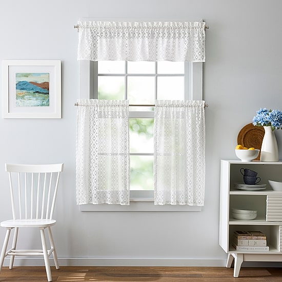 Martha Stewart Canterbury Lace 3-pc. Rod Pocket Kitchen Curtains & Drapes Window Set