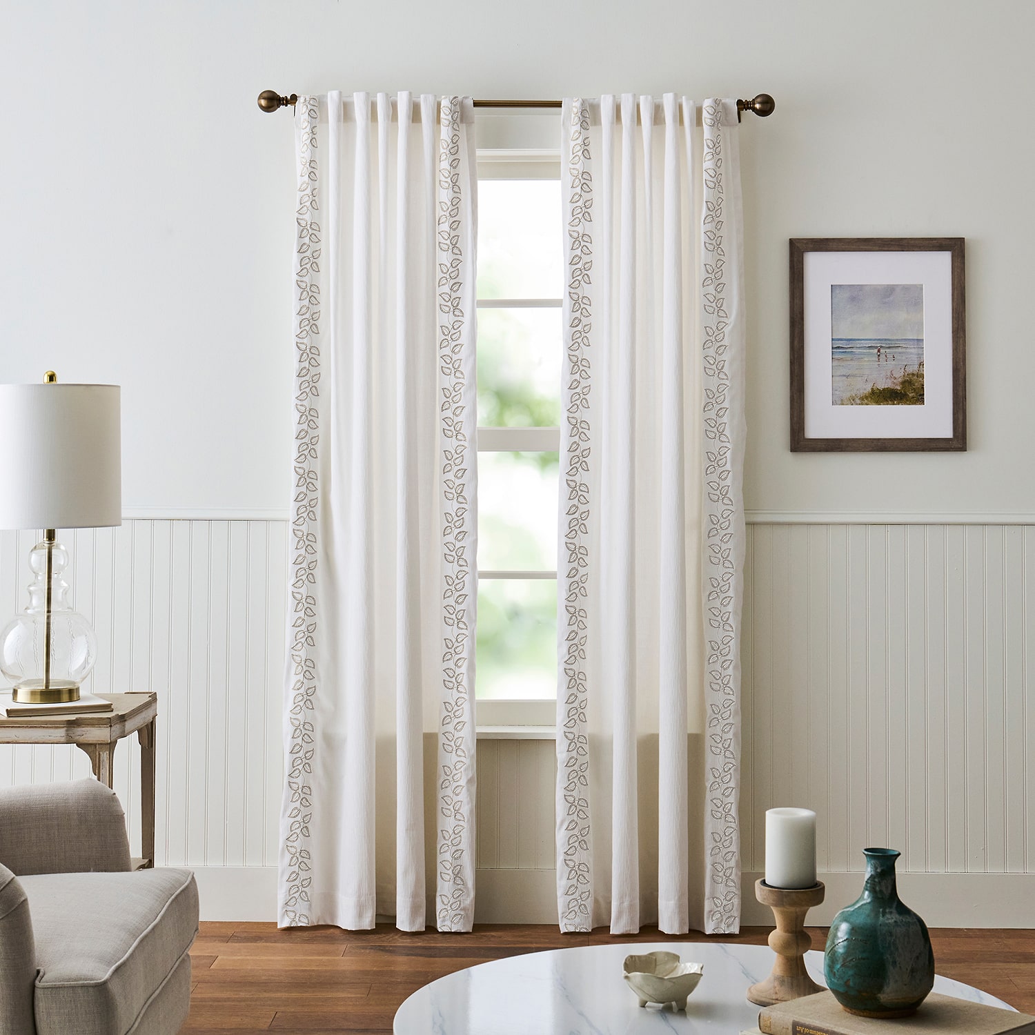 Martha Stewart Plume Back Tab Light-Filtering Set of 2 Curtain Panel