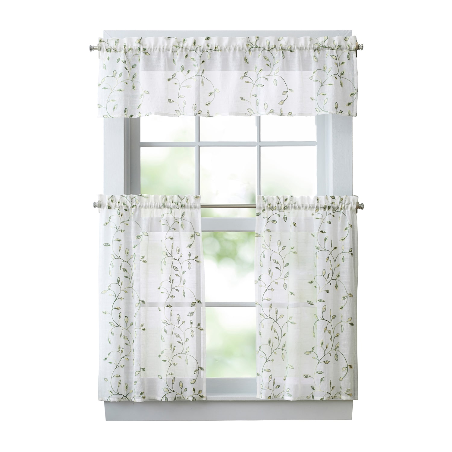 Martha Stewart Durham Embroidery 3-pc. Rod Pocket Kitchen Curtains & Drapes Window Set