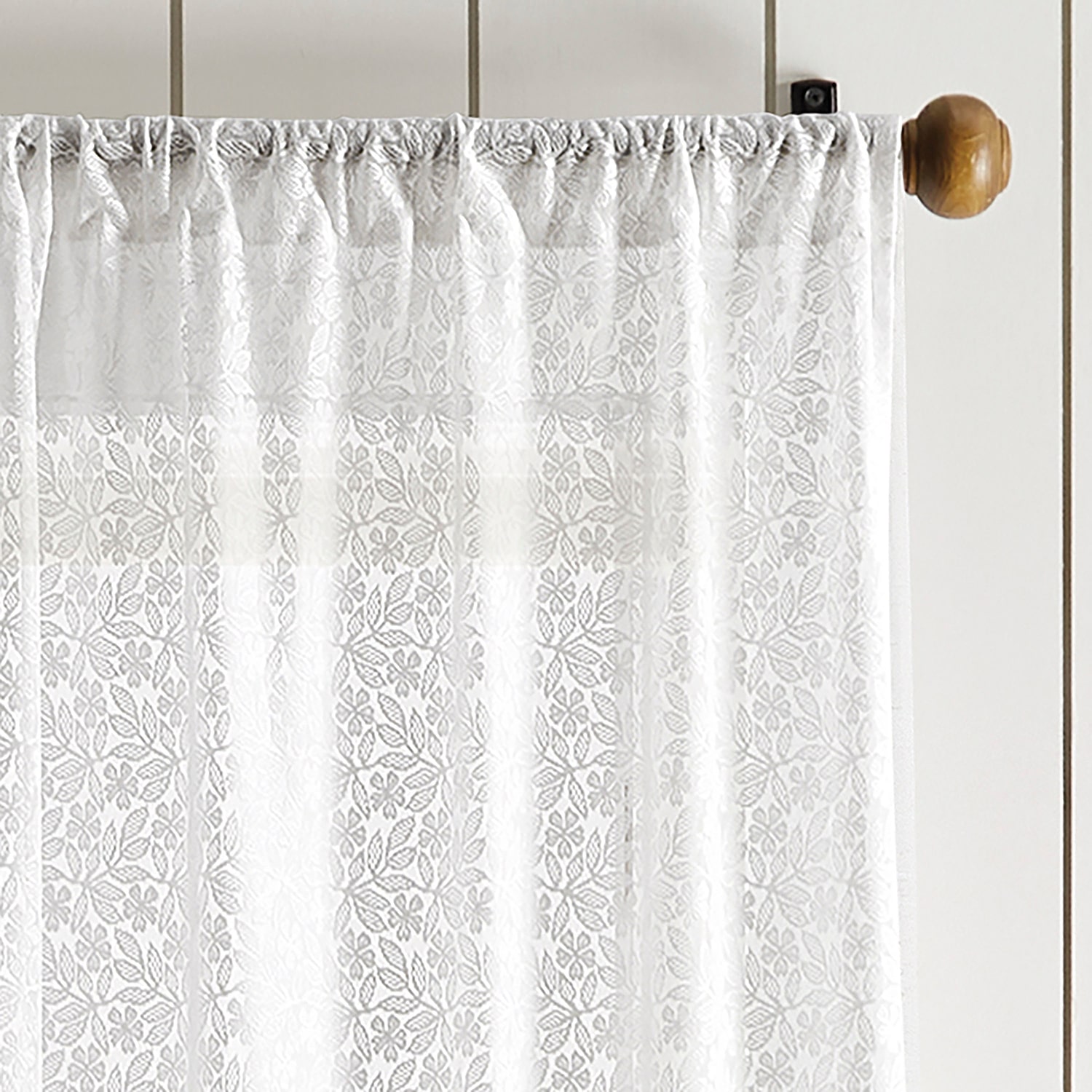 Martha Stewart Estelle Allover Lace Rod Pocket Sheer Set of 2 Curtain Panel