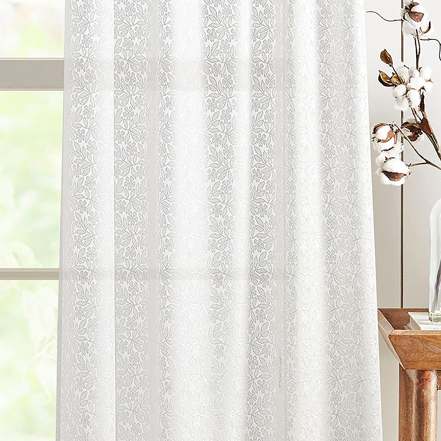 Martha Stewart Estelle Allover Lace Rod Pocket Sheer Set of 2 Curtain Panel