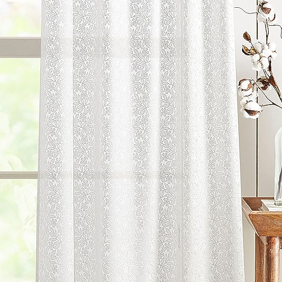 Martha Stewart Estelle Allover Lace Rod Pocket Sheer Set of 2 Curtain Panel