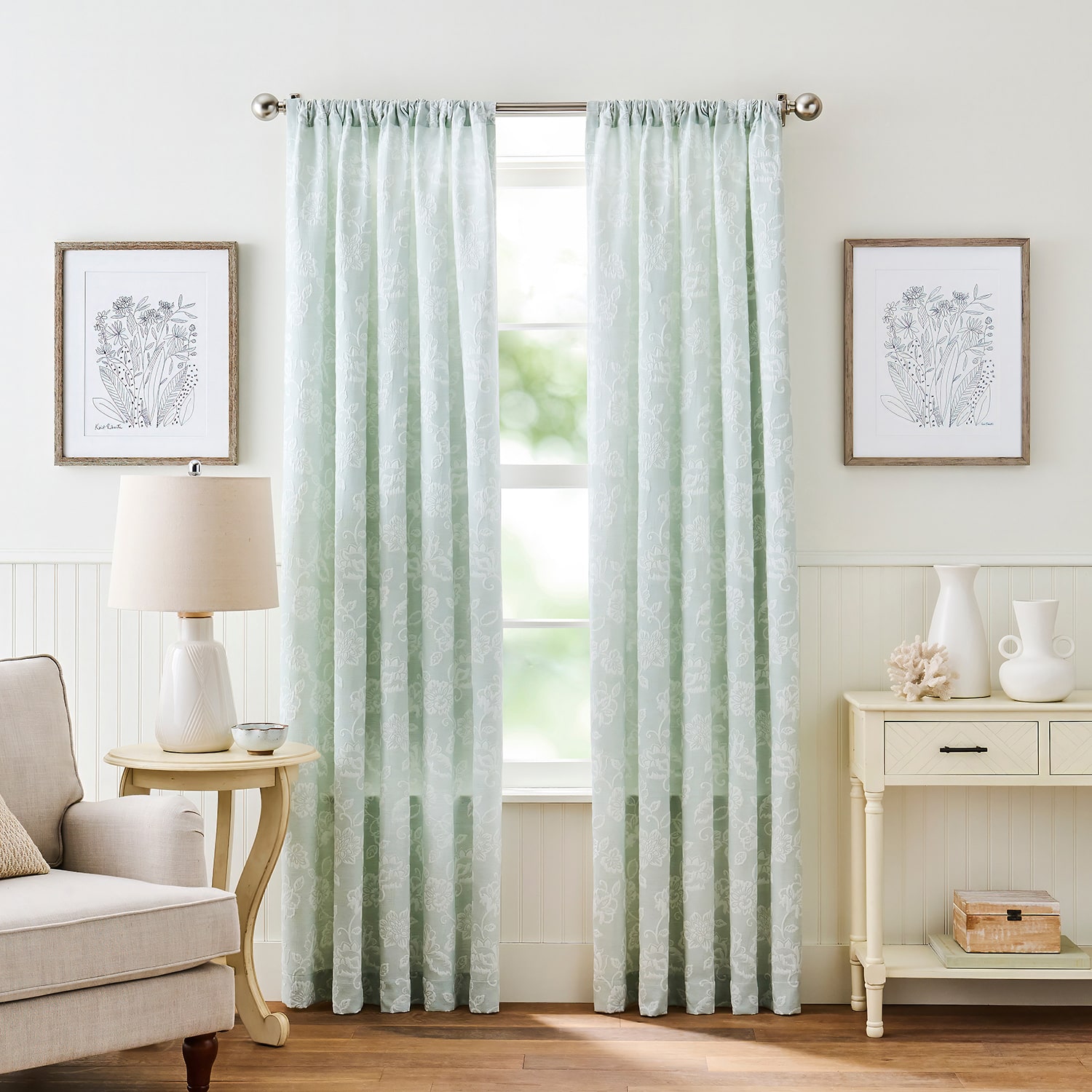 Martha Stewart Raina Matelasse Rod Pocket Light-Filtering Set of 2 Curtain Panel