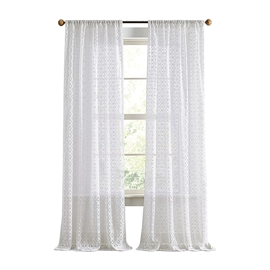 Martha Stewart Canterbury Lace Rod Pocket Sheer Set of 2 Curtain Panel