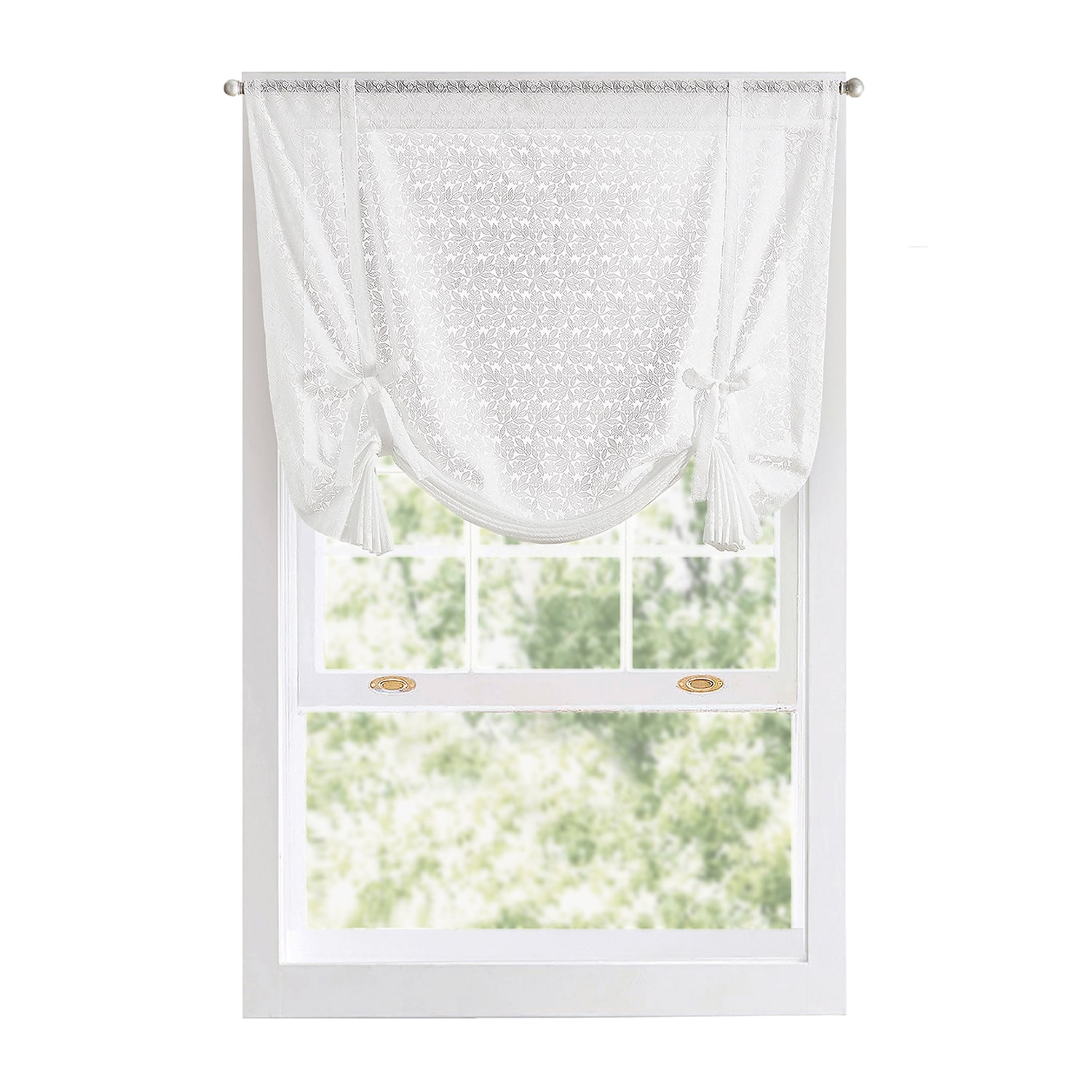 Martha Stewart Estelle Allover Lace Sheer Rod Pocket Single Tie-Up Shade