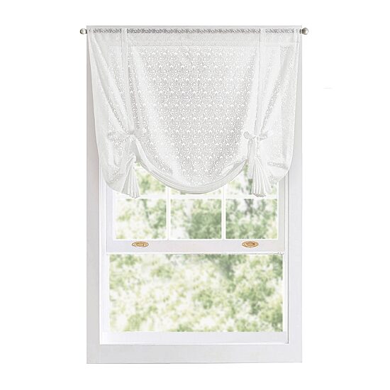Martha Stewart Estelle Allover Lace Sheer Rod Pocket Single Tie-Up Shade