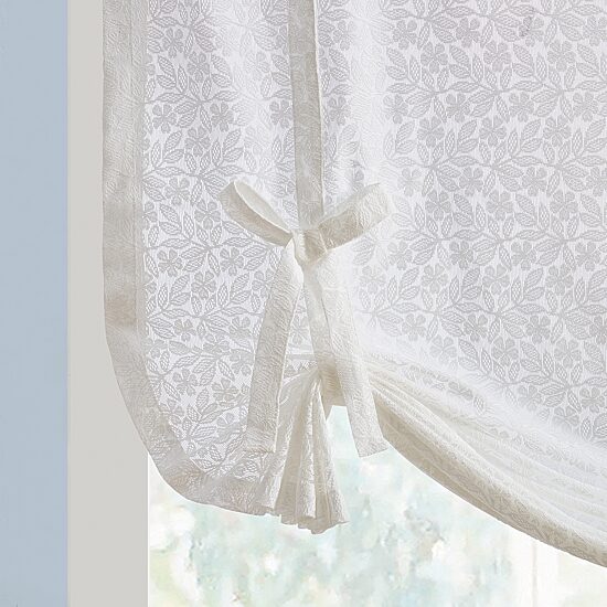 Martha Stewart Estelle Allover Lace Sheer Rod Pocket Single Tie-Up Shade