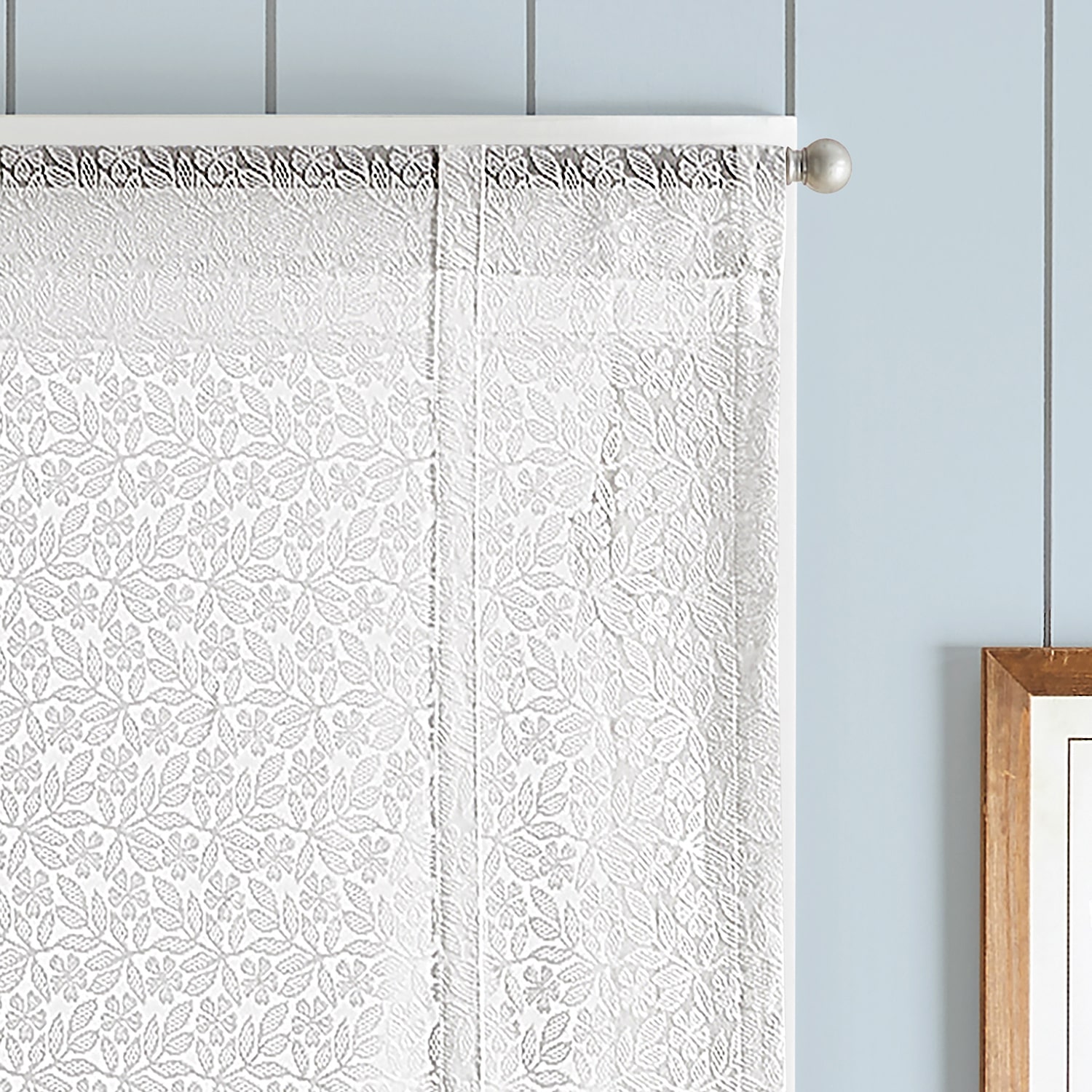 Martha Stewart Estelle Allover Lace Sheer Rod Pocket Single Tie-Up Shade