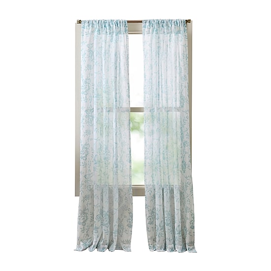 Martha Stewart Etched Floral Rod Pocket Light-Filtering Set of 2 Curtain Panel