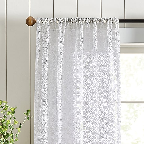 Martha Stewart Canterbury Lace Rod Pocket Sheer Set of 2 Curtain Panel
