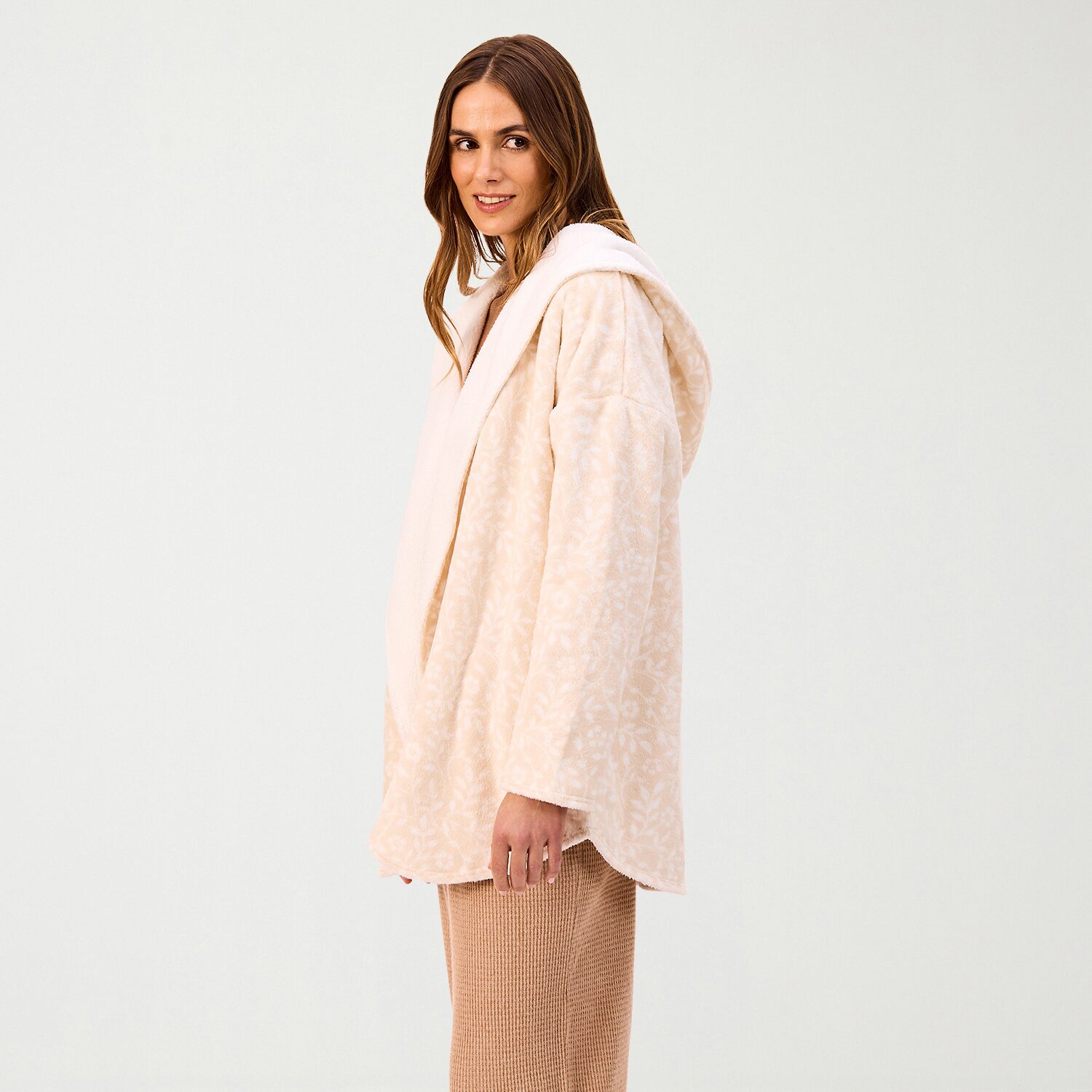 Martha Stewart Womens Hooded Long Sleeve 1 Pair Pajama Top