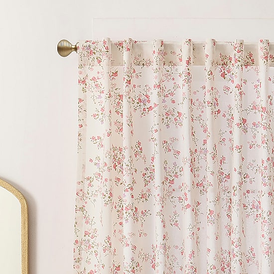 Peri Home Confetti Floral Set With Tot Back Tab Light-Filtering Set of 2 Curtain Panel