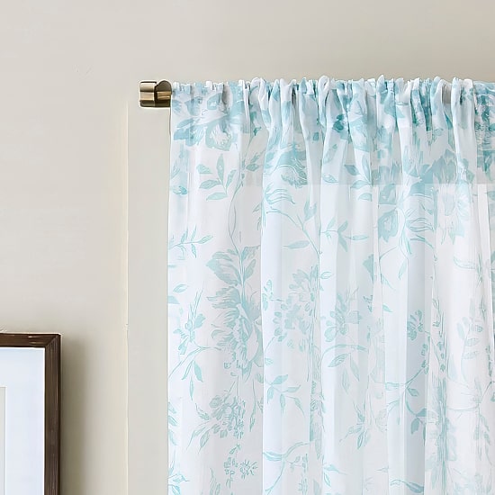 Martha Stewart Etched Floral Rod Pocket Light-Filtering Set of 2 Curtain Panel
