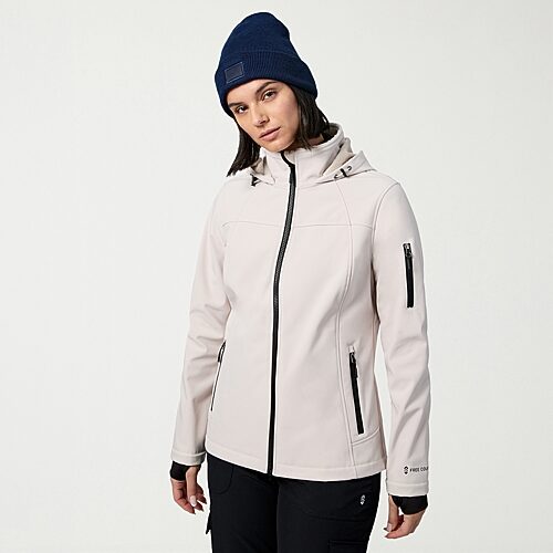 Free Country Womens Water Resistant Fleece Lined Lightweight Softshell Jacket In Beige