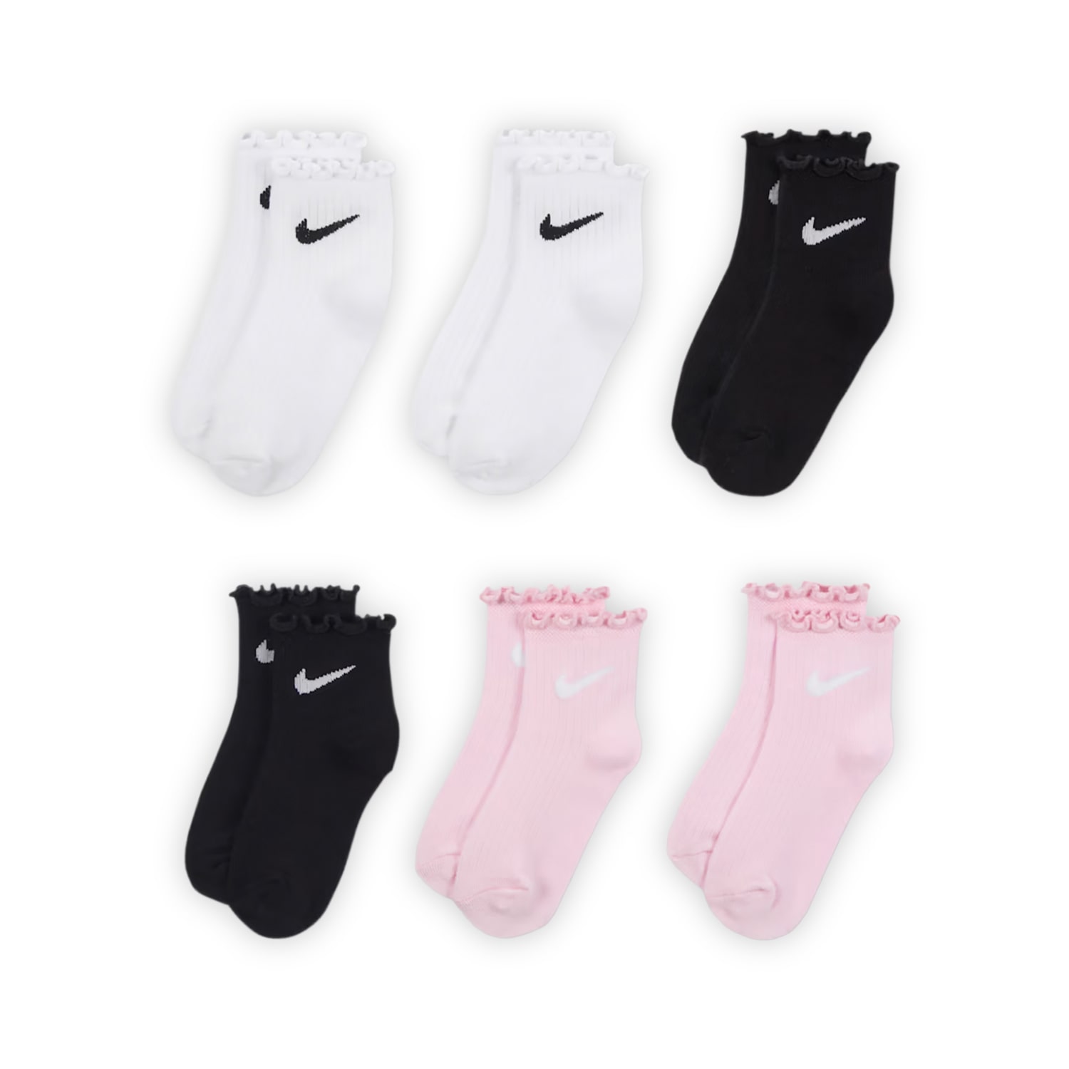 Nike Little Girls Multi-Pack 3 Pair Quarter Ankle Socks