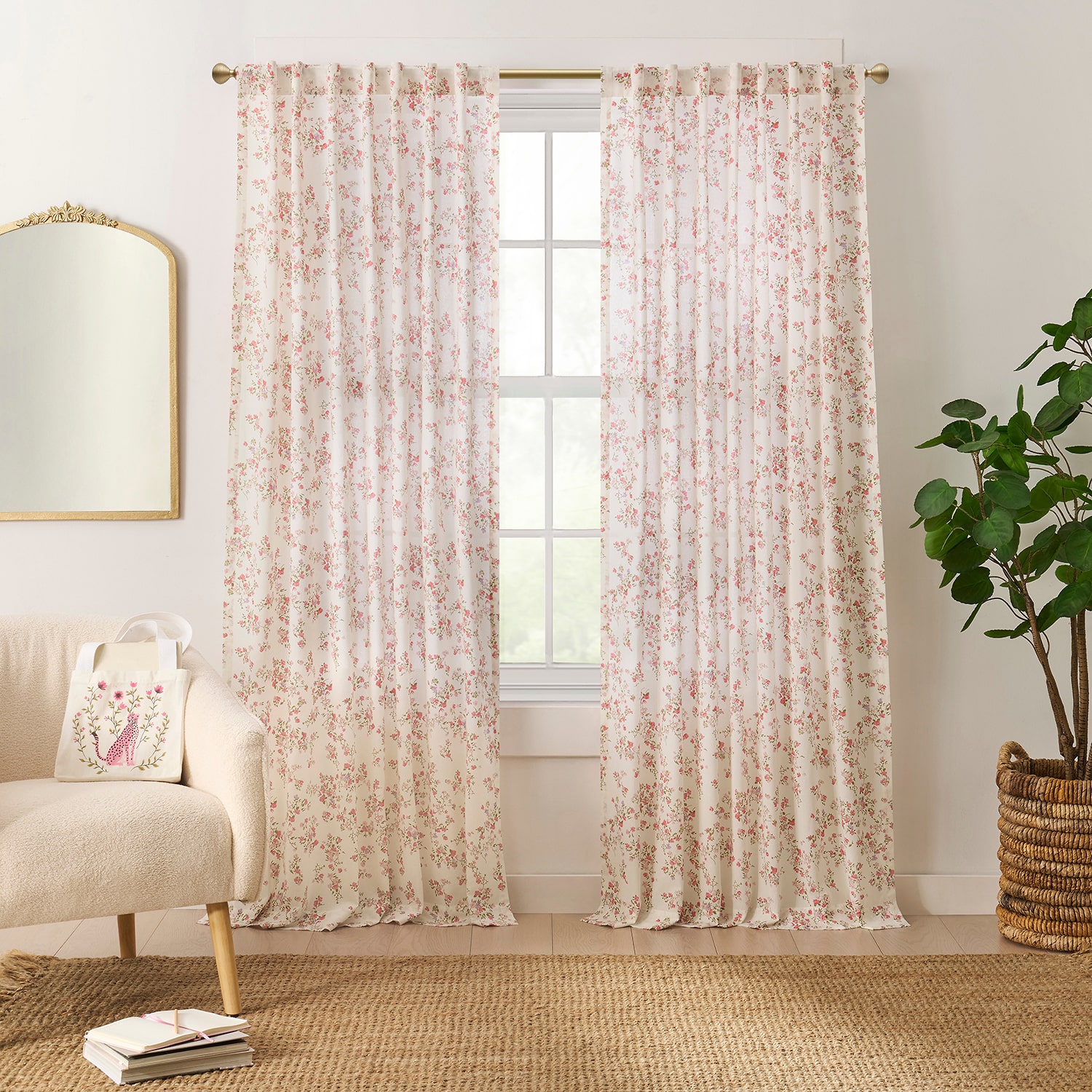 Peri Home Confetti Floral Set With Tot Back Tab Light-Filtering of 2 Curtain Panel