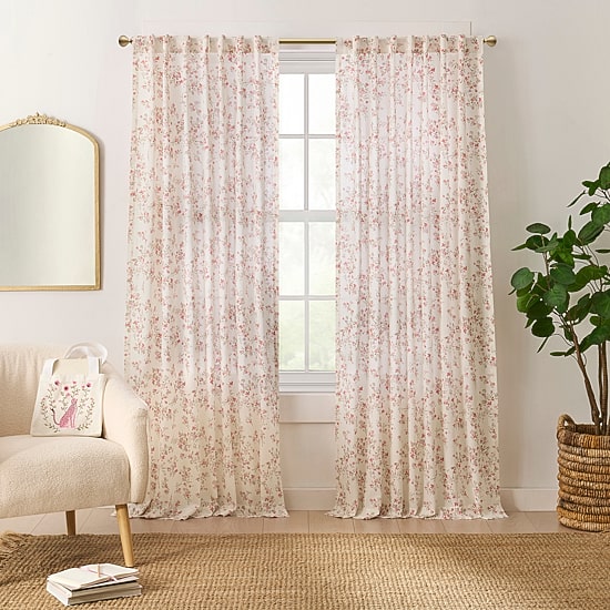 Peri Home Confetti Floral Set With Tot Back Tab Light-Filtering Set of 2 Curtain Panel