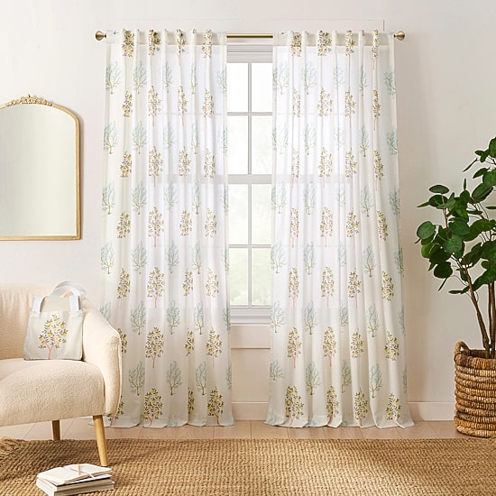Peri Home Trees Set With Tote Back Tab Light-Filtering Set of 2 Curtain Panel
