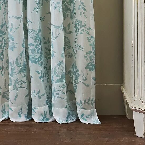 Martha Stewart Etched Floral Rod Pocket Light-Filtering Set of 2 Curtain Panel