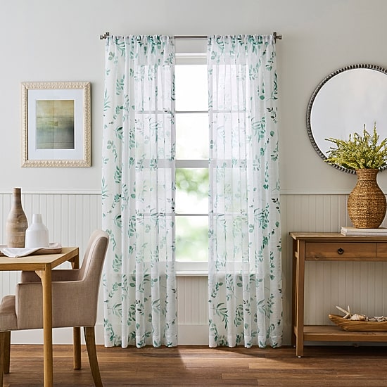 Martha Stewart Maddison Rod Pocket Sheer Set of 2 Curtain Panel