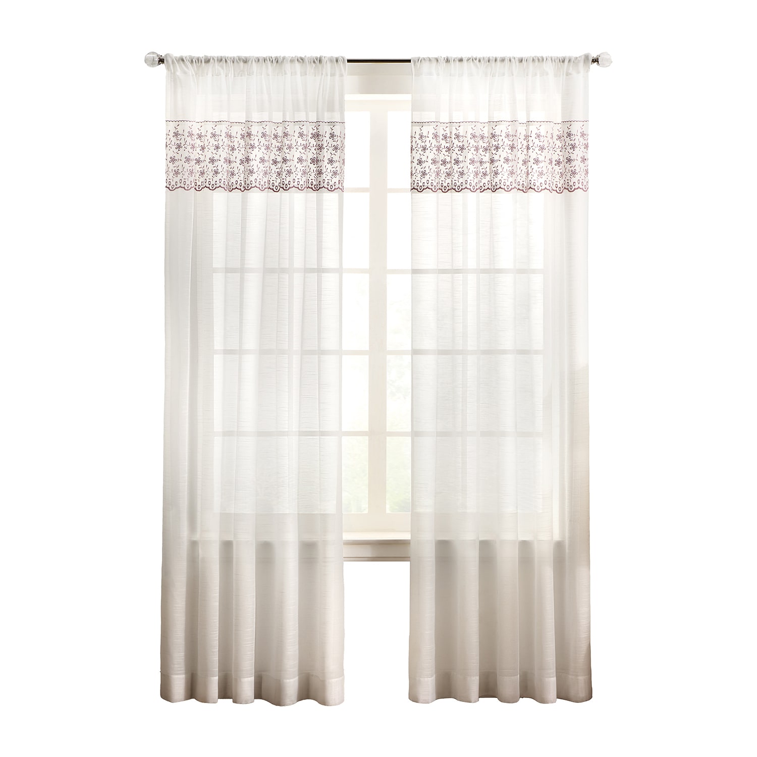 Martha Stewart Fairford Rod Pocket Sheer Set of 2 Curtain Panel