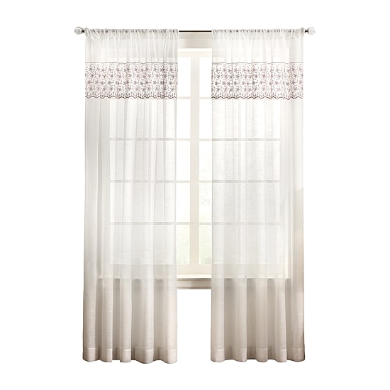 Martha Stewart Fairford Rod Pocket Sheer Set of 2 Curtain Panel