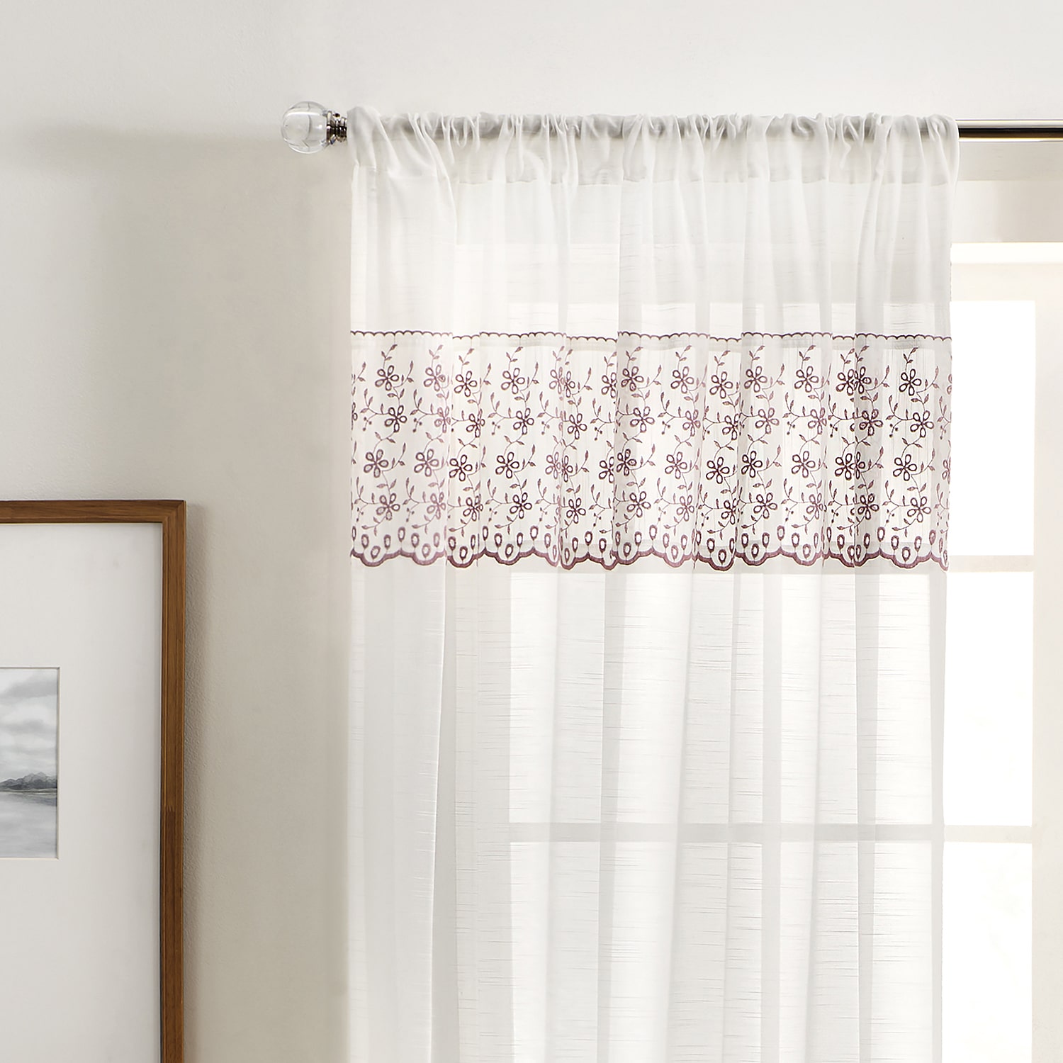 Martha Stewart Fairford Rod Pocket Sheer Set of 2 Curtain Panel
